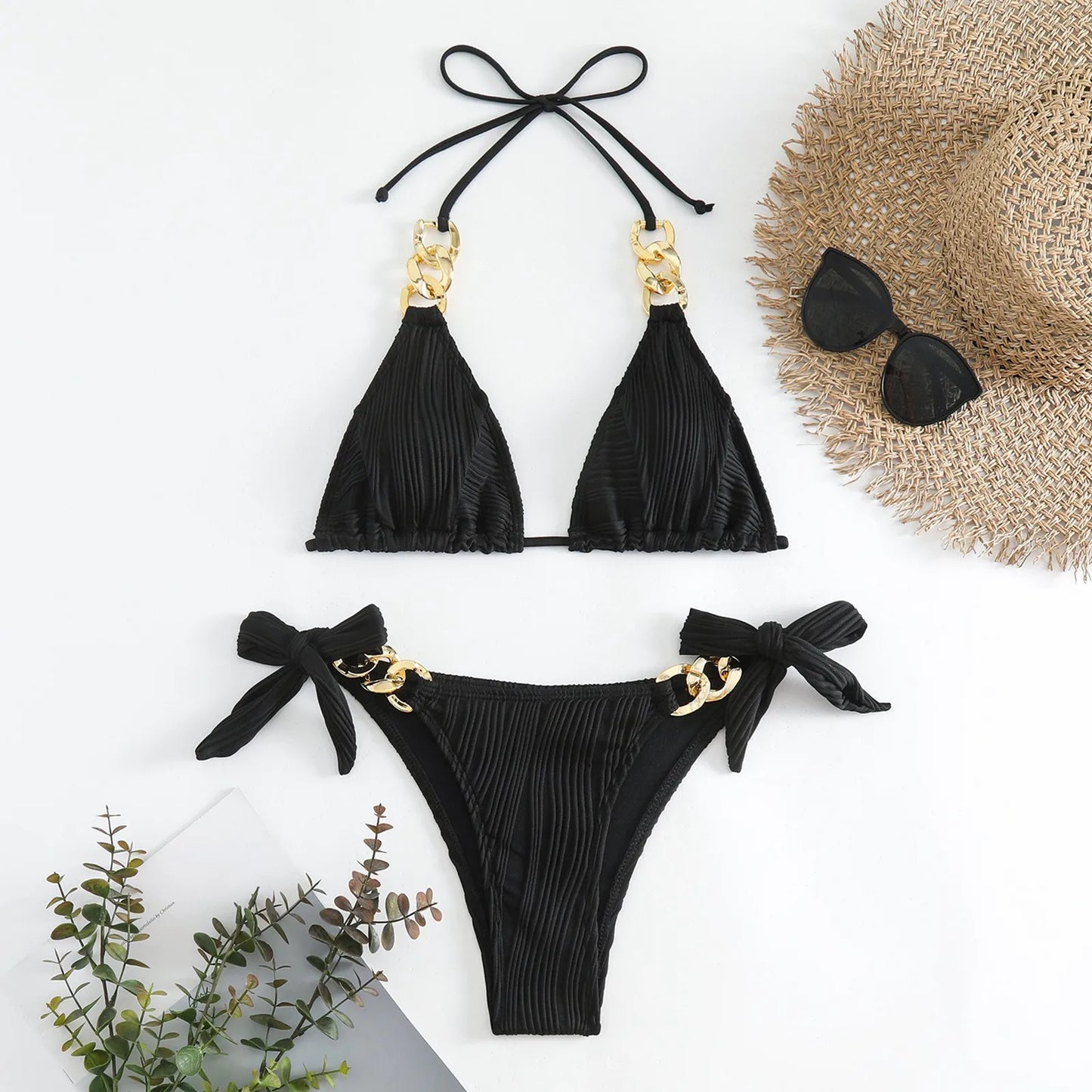 Solid Bikini Women'S Summer Swimsuit Sexy Lace Up Fresh Two Piece Swimsuit Fashion Sexy Bikini Seaside Party Beachwears 수영복