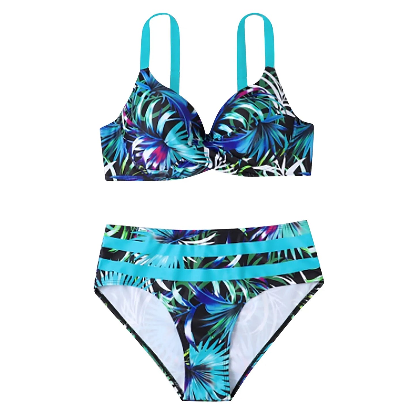 Tummy Control,Swimwear Plus Size Swimwear Plus Size Women Tankini Women'S Botanical Print Sexy Swimsuit Bikini Ropa De Mujer