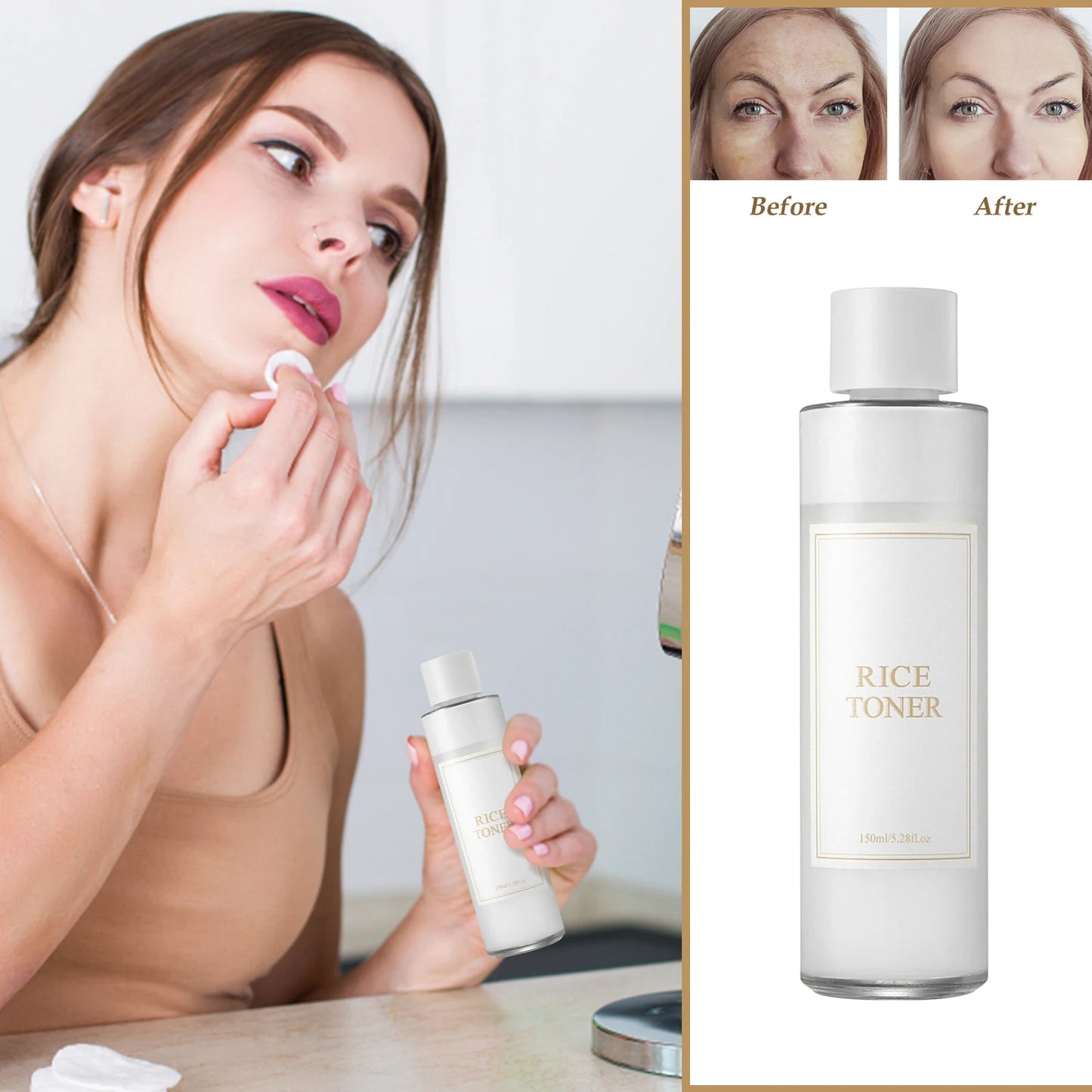 150ml Facial rice water Rice Essence Rice Raw Pulp Serum rice toner Anti Wrinkle Shrink Pores Brightening Whitening serum